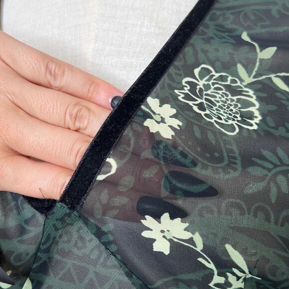 Y2k sheer green floral print mini dress - Picture 5 of 8